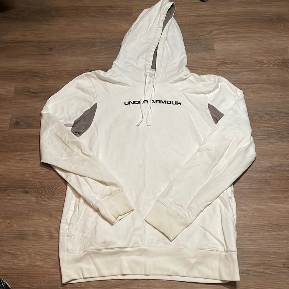 Men’s White and Grey Under Armor Hoodie